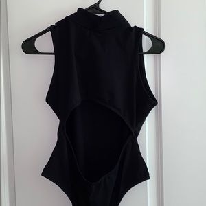 Black turtleneck bodysuit